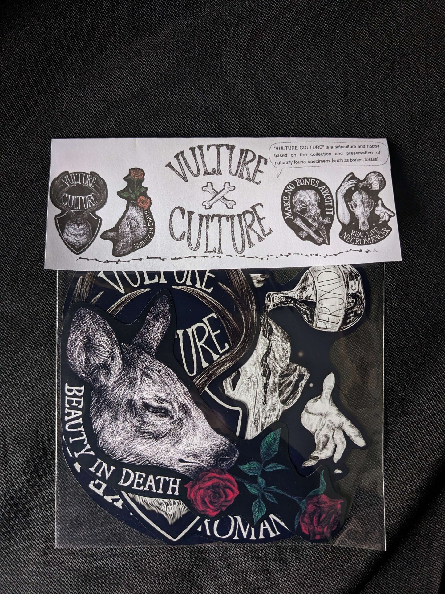 VULTURE CULTURE, Original extra large vinyl sticker set of 4 | Oddities & Curiosities | laptop planner | taxidermy stickers | Gothic horror art |