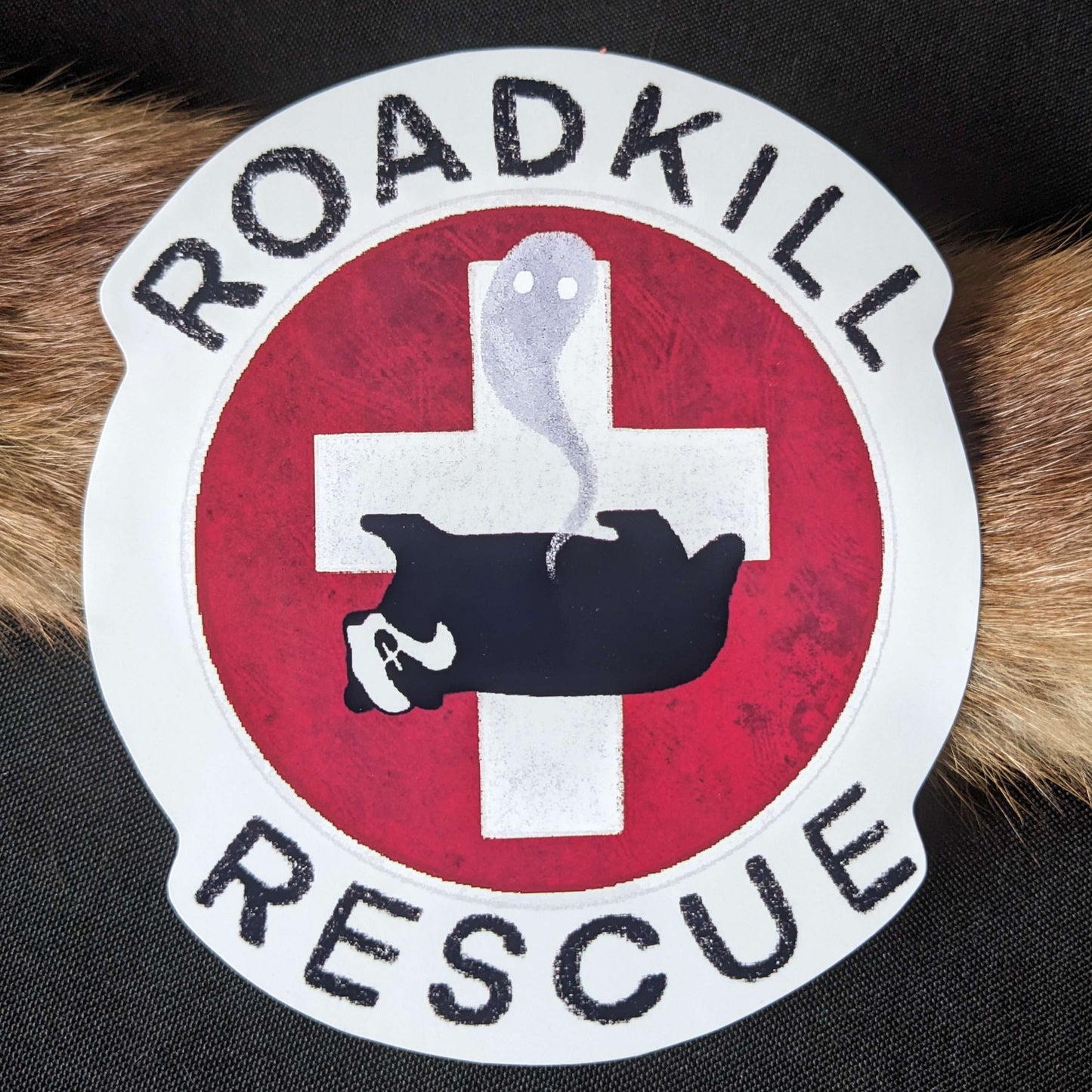 ROADKILL RESCUE, Original large sticker | Oddities & Curiosities | Vulture culture | Skull collecting | Gothic | Roadkill