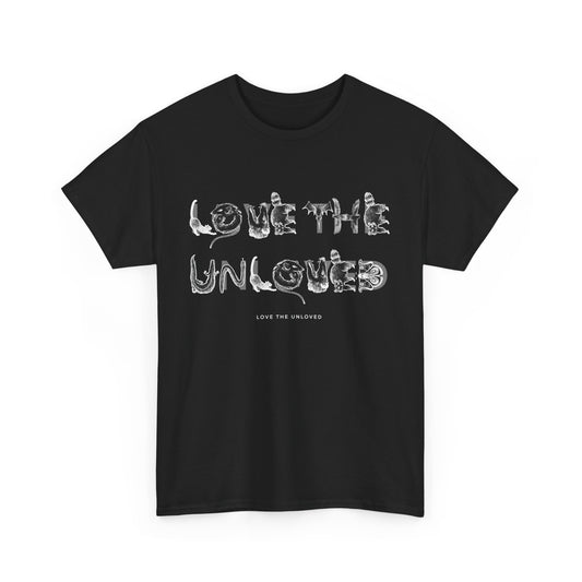 LOVE THE UNLOVED, Unisex Heavy Cotton T-Shirt | Graphic rat snake opossum cat bat | Animal lover | Gothic | Crocodile crow pigeon moth