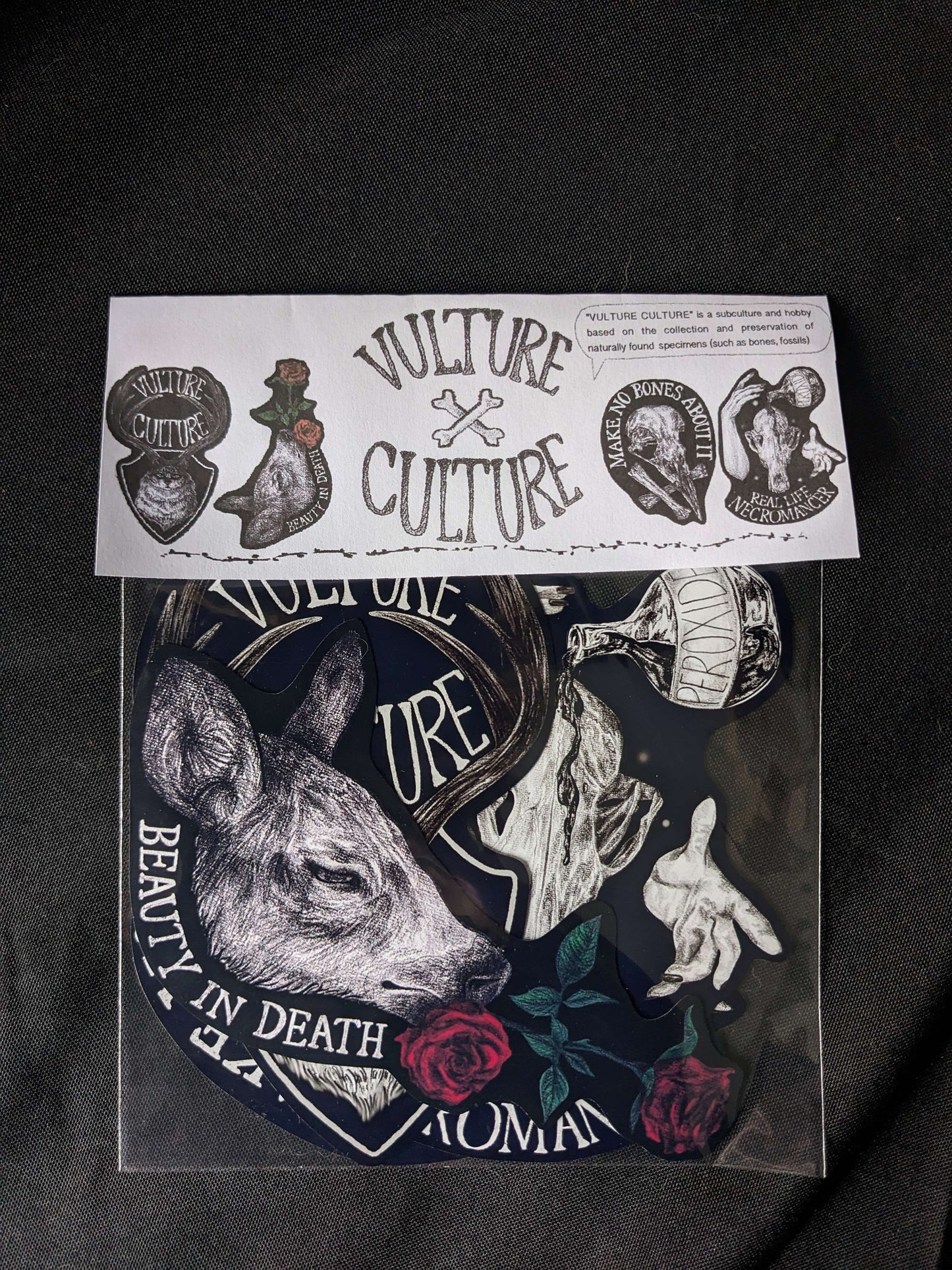 VULTURE CULTURE, Original extra large vinyl sticker set of 4 | Oddities & Curiosities | laptop planner | taxidermy stickers | Gothic horror art |