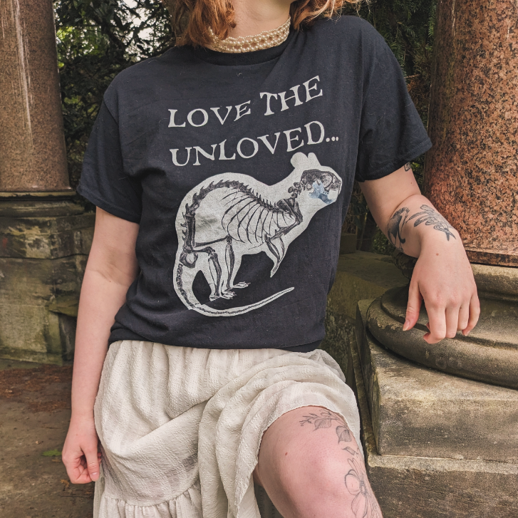 LOVE THE UNLOVED, Heavy Cotton T-Shirt | Rat top | Gothic Skeleton | Taxidermy | Cyberware | Occult Witch | Nature