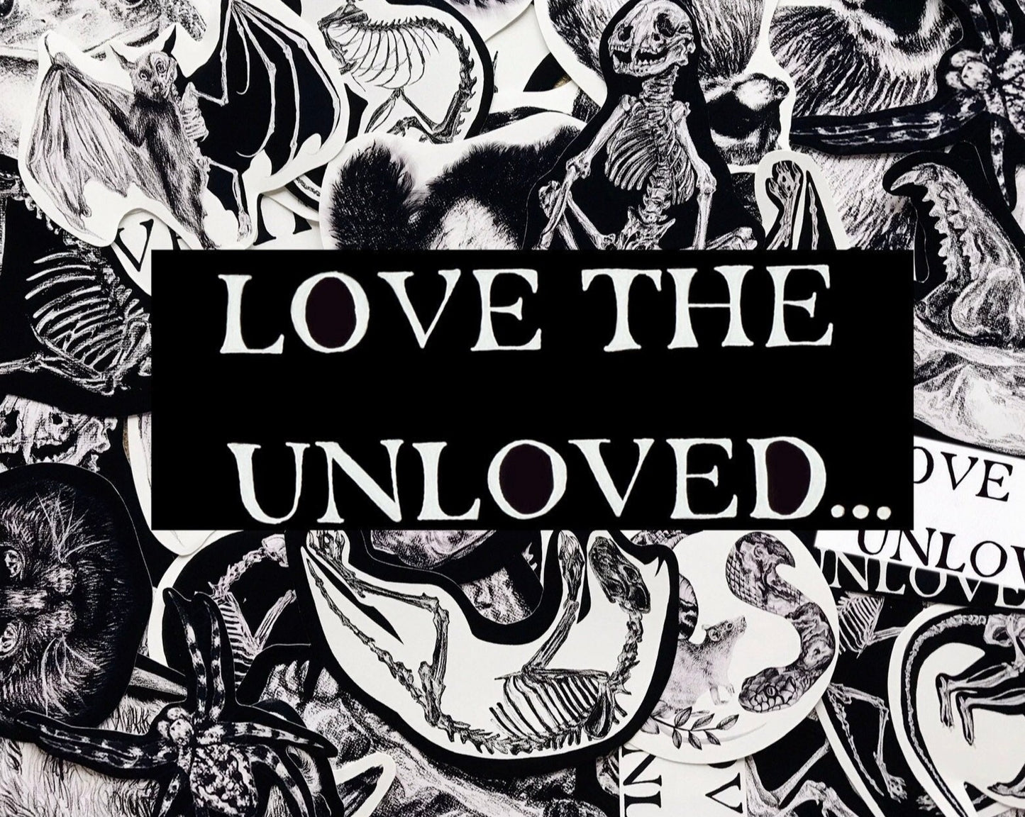 LOVE THE UNLOVED, Original vinyl sticker Pick n Mix  | Oddities & Curiosities | Scrapbook planner | Animal art sticker | Skeleton anatomy |