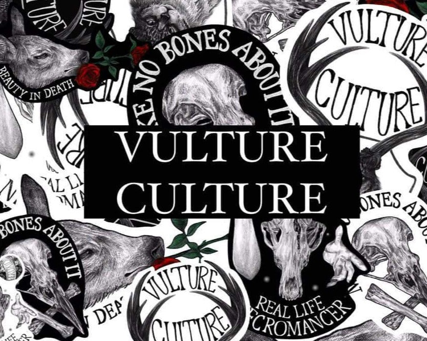 VULTURE CULTURE, Original extra large vinyl sticker set of 4 | Oddities & Curiosities | laptop planner | taxidermy stickers | Gothic horror art |