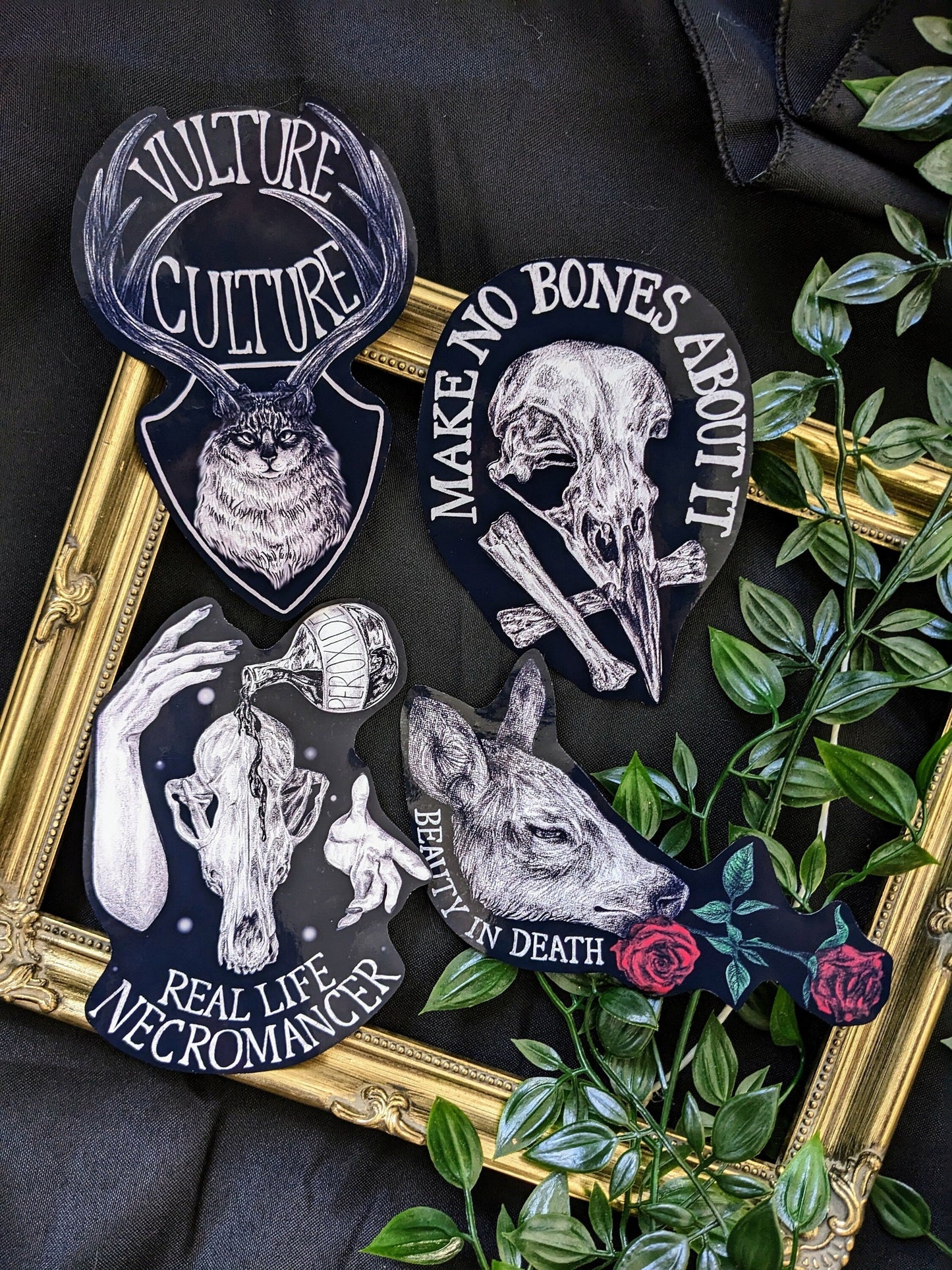 VULTURE CULTURE, Original extra large vinyl sticker set of 4 | Oddities & Curiosities | laptop planner | taxidermy stickers | Gothic horror art |